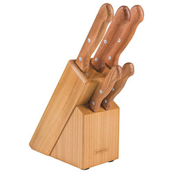 JUEGO CUCHILLO MANGO MADERA C/CEPO - 6PZ (DYNAMIC)